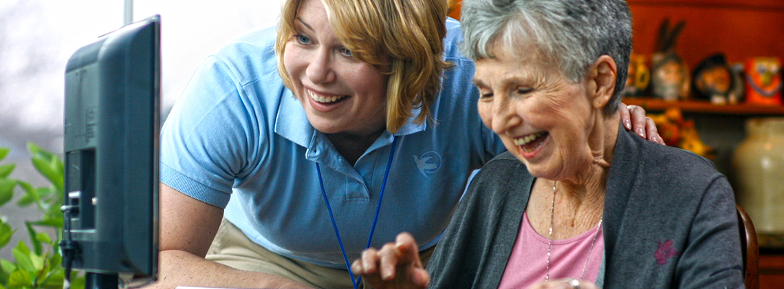 Home care provider in Berwick, NS hugging elderly patient