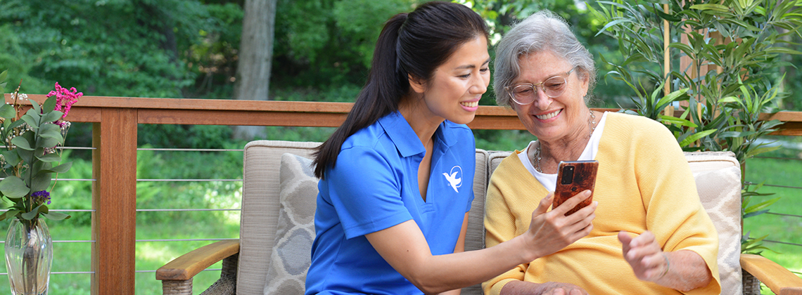 visiting angel providing dementia care in edmonton to elderly woman