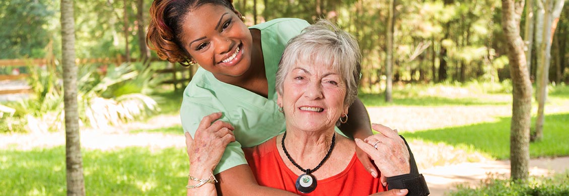 visiting angel hugging woman